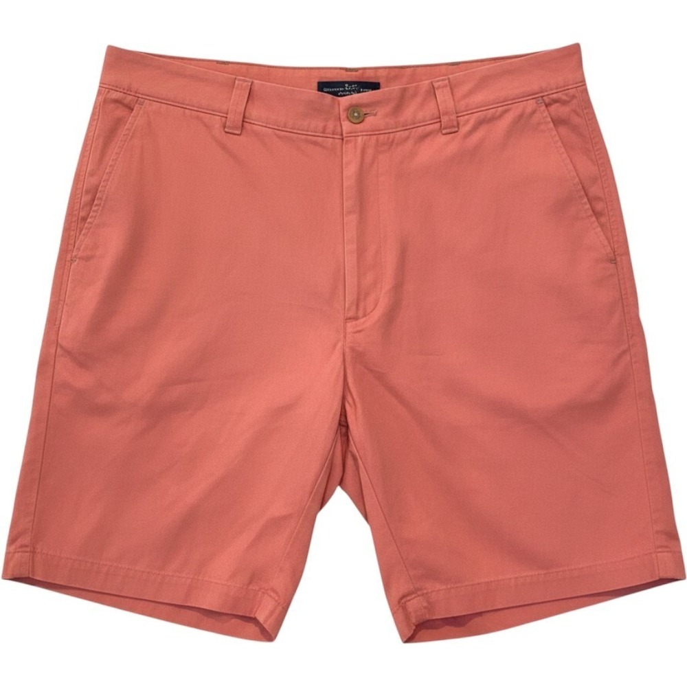 J.McLaughlin Men's Shorts Coral Salmon Cotton Chino Flat Front Classic - 34